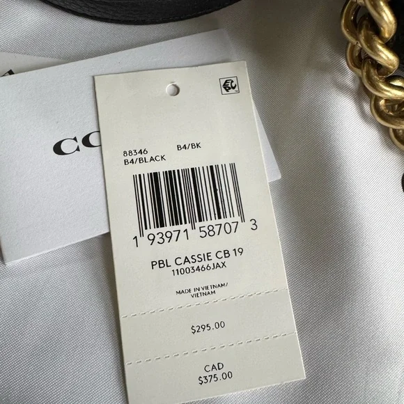 Coach Cassie 19 Black Crossbody Bag with Gold Chain - Picture 2 of 12